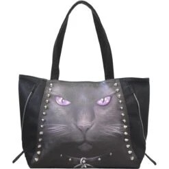 Spiral BLACK CAT - Tote Bag - PU Leather Studded