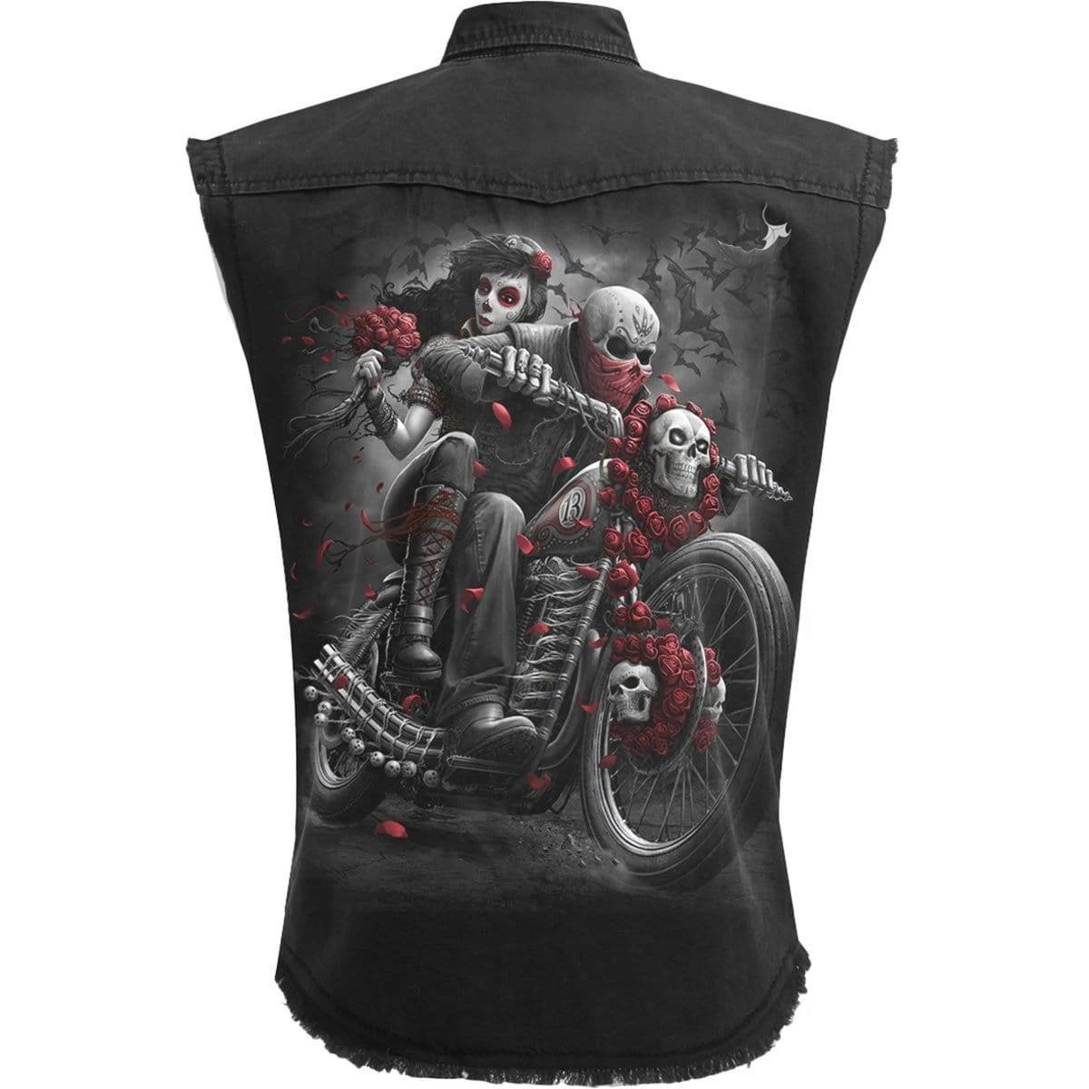 Spiral DOTD BIKERS - Sleeveless Stone Washed Worker Black - Image 2