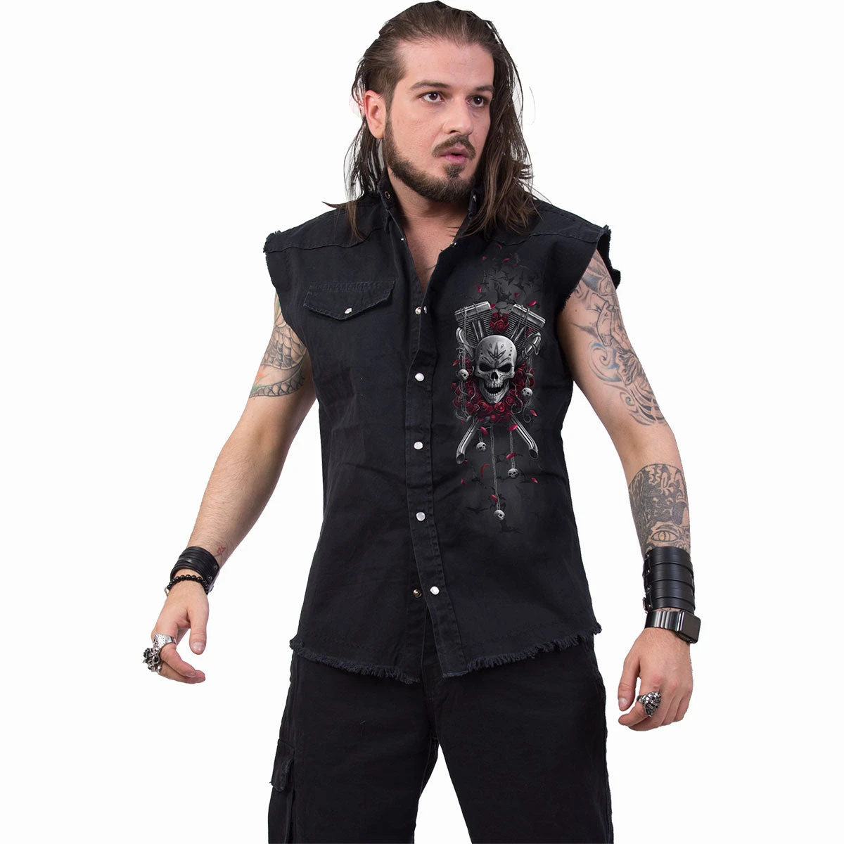 Spiral DOTD BIKERS - Sleeveless Stone Washed Worker Black - Image 3