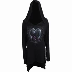 Spiral RAVEN HEART - Black Widow Gothic Hooded Dress