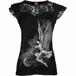 Spiral LUCID DREAMS - Lace Layered Cap Sleeve Top Black