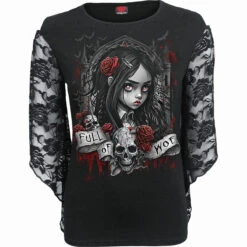 Spiral FULL OF WOE - Rose Lace Sleeve Top