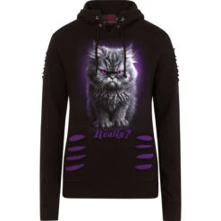 Spiral ANGER MANAGEMENT - Large Hood Ripped Hoody Purple-Black