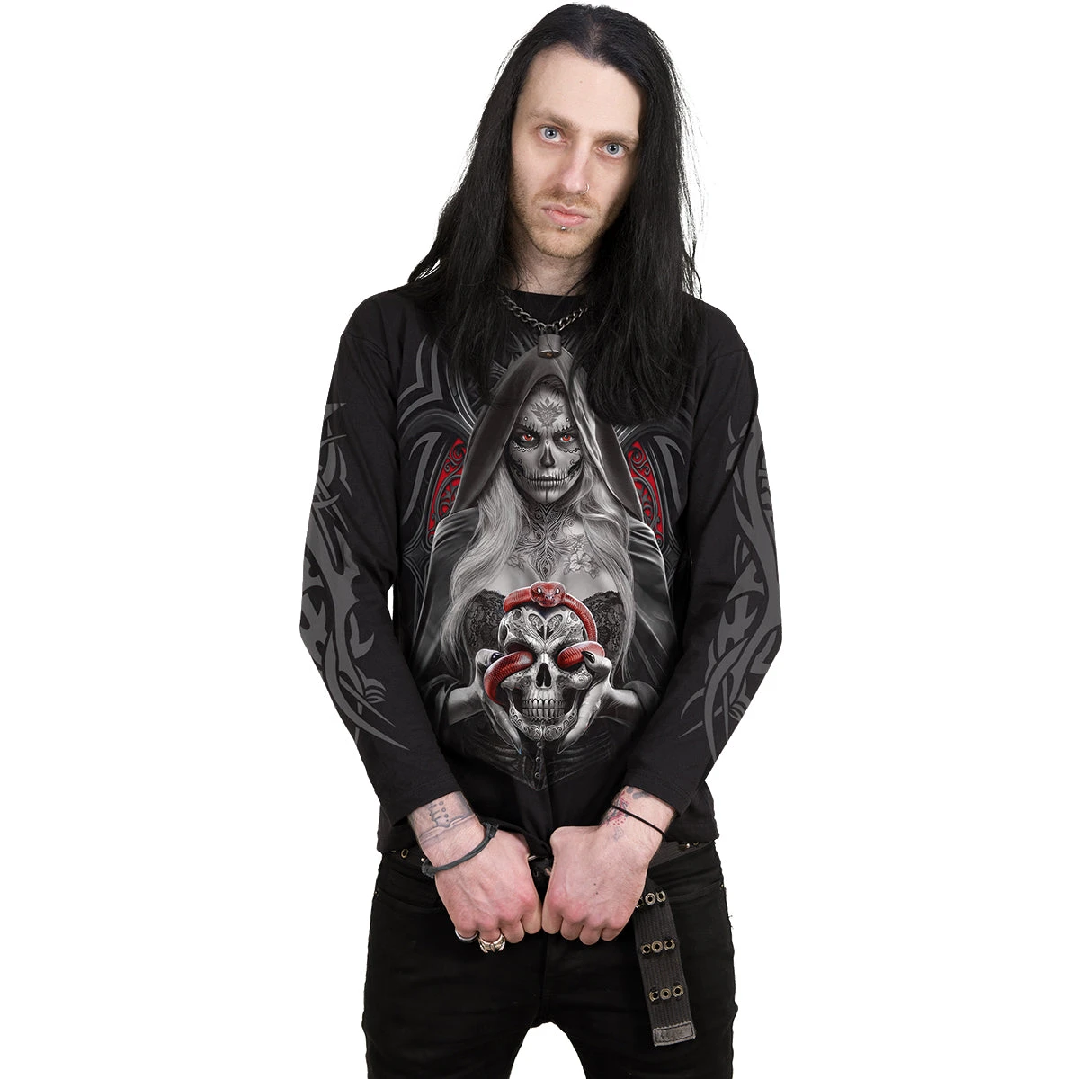 Spiral HIGH PRIESTESS - Longsleeve T-Shirt Black - Image 3
