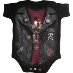 Spiral BABY BIKER - Baby Sleepsuit Black