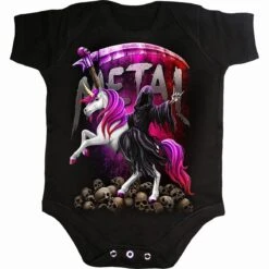 Spiral METALLICORN - Baby Sleepsuit Black