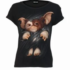 Spiral GREMLINS - GIZMO - Boatneck Cap Sleeve Top Black