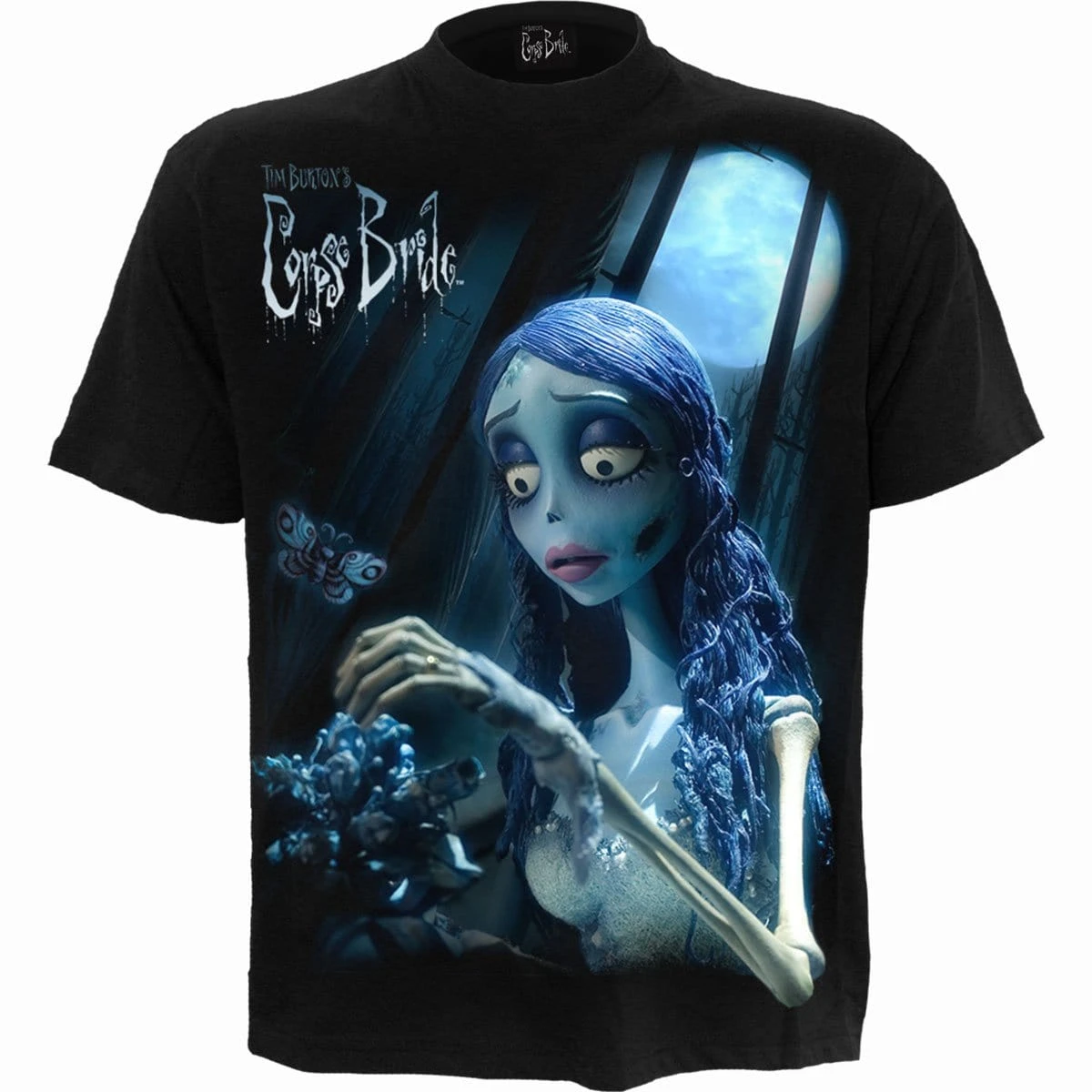 Spiral CORPSE BRIDE - GLOW IN THE DARK - Front Print T-Shirt Black