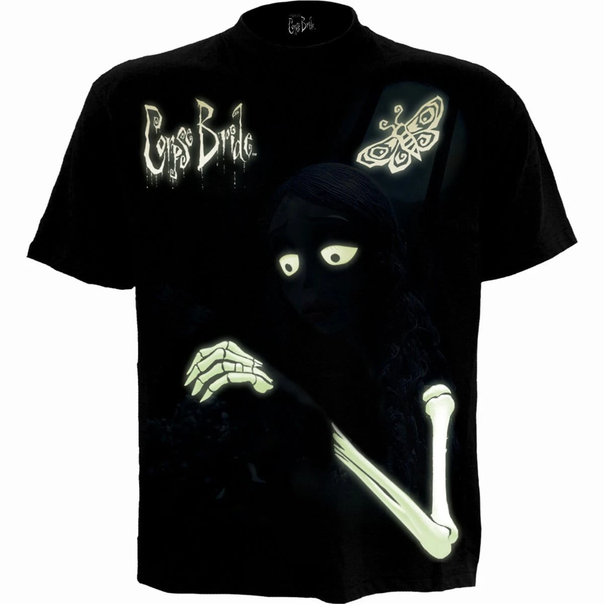 Spiral CORPSE BRIDE - GLOW IN THE DARK - Front Print T-Shirt Black - Image 2