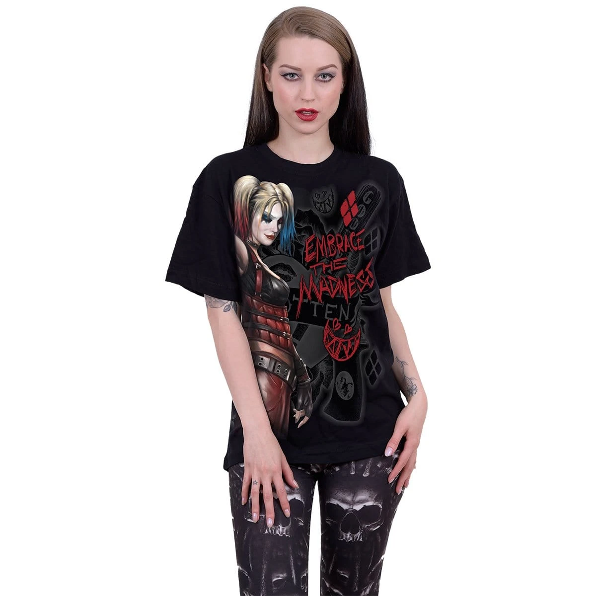 Spiral HARLEY QUINN - EMBRACE MADNESS - Front Print T-Shirt Black - Image 2