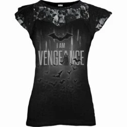 Spiral THE BATMAN - I AM VENGEANCE - Lace Layered Cap Sleeve Top Black