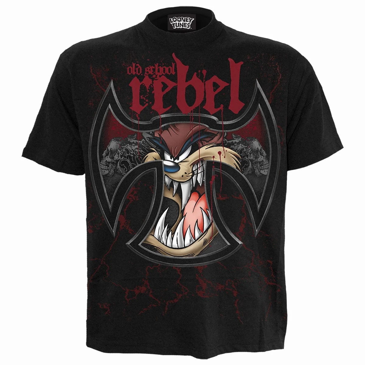 Spiral TAZ - OLD SCHOOL REBEL - Front Print T-Shirt Black