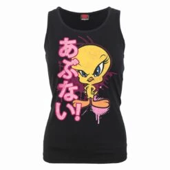 Spiral TWEETY - DANGER - Razor Back Top Black