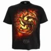 Spiral HOD - DRAGON FLAMES - Front Print T-Shirt Black