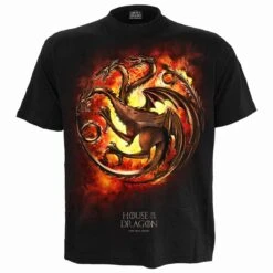 Spiral HOD - DRAGON FLAMES - Front Print T-Shirt Black