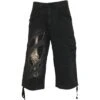 Spiral BONE RIPS - Vintage Cargo Shorts 3/4 Long Black