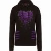 Spiral BLEEDING HEART - Large Hood Ripped Hoody Purple-Black