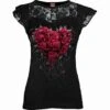 Spiral BLEEDING HEART - Lace Layered Cap Sleeve Top Black