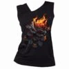 Spiral FLAMING ROSE - Gathered Shoulder Slant Vest Black