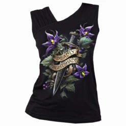 Spiral DEADLY NIGHTSHADE - Gathered Shoulder Slant Vest Black