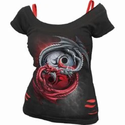 Spiral INFINITY DRAGONS - 2in1 Red Ripped Top Black