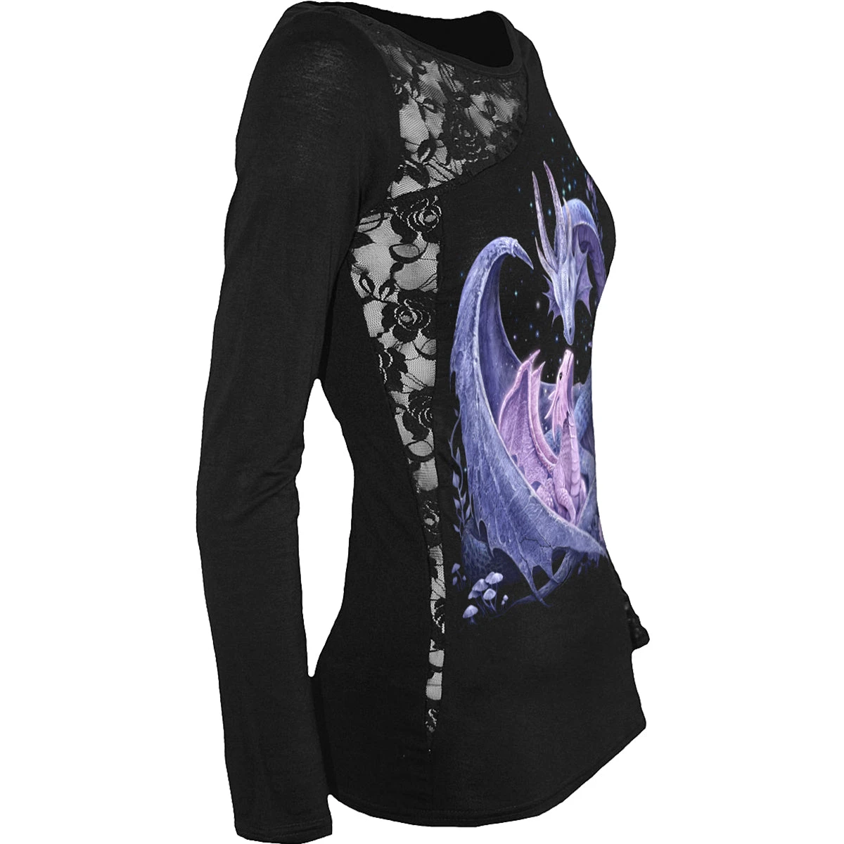 Spiral MATERNAL INSTINCTS - Lace One Shoulder Top Black - Image 2