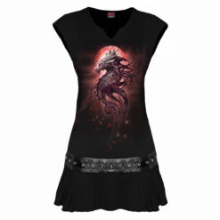 Spiral OAK DRAGON - Stud Waist Mini Dress Black