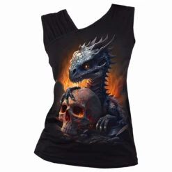 Spiral HATCHLING - Gathered Shoulder Slant Vest Black