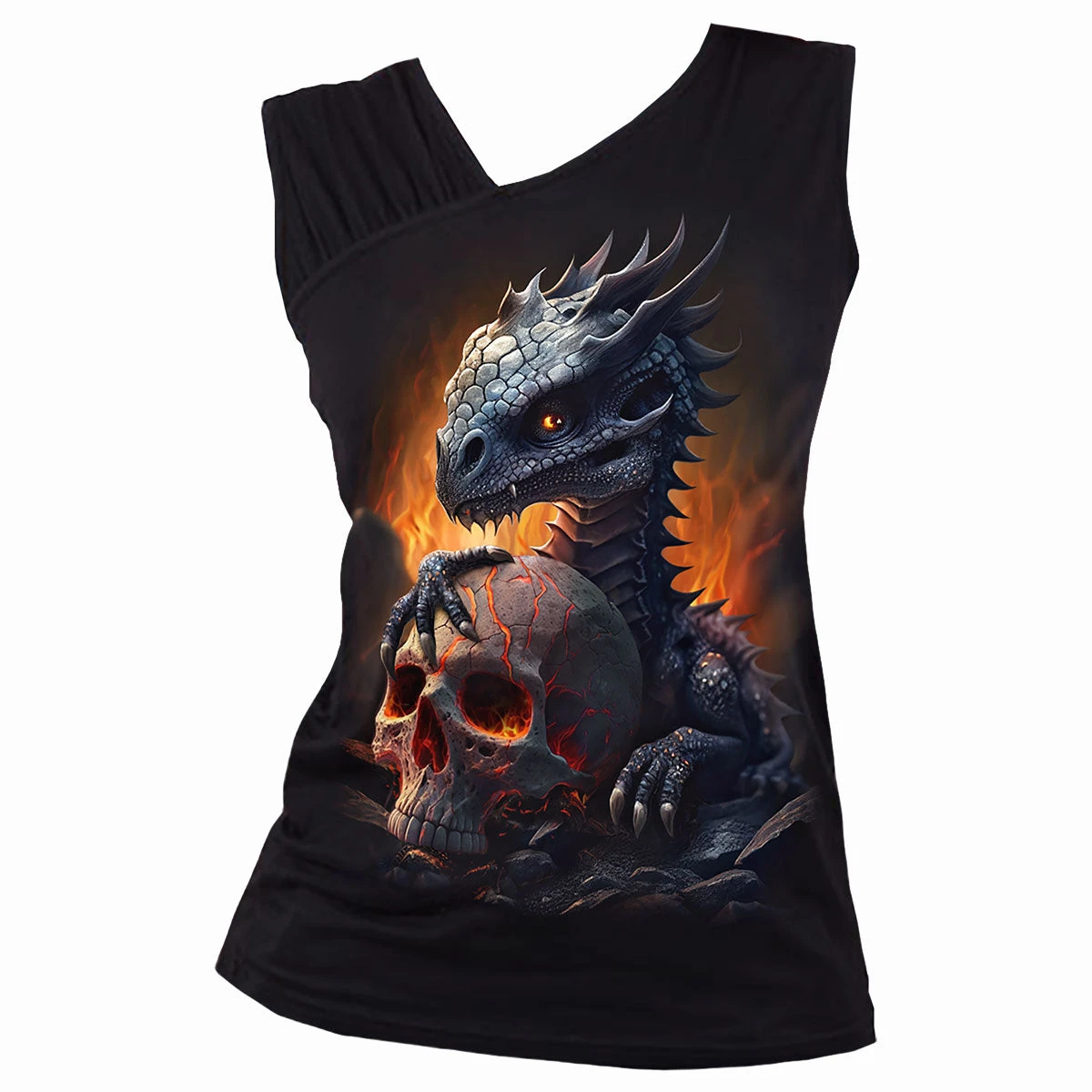 Spiral HATCHLING - Gathered Shoulder Slant Vest Black