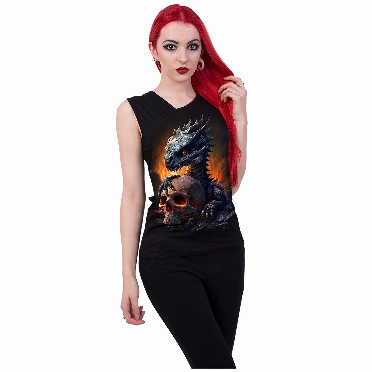 Spiral HATCHLING - Gathered Shoulder Slant Vest Black - Image 2