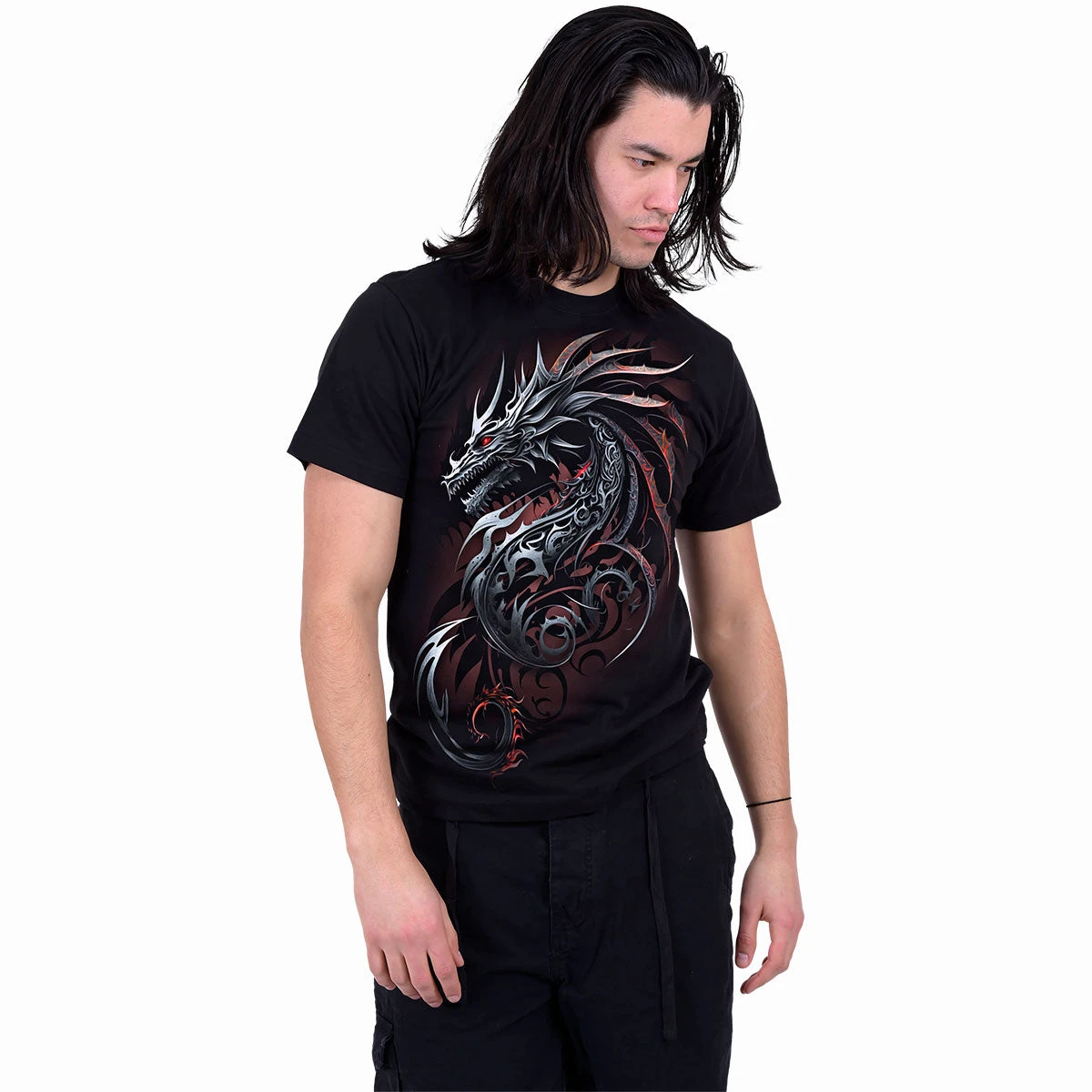 Spiral DRAGON SHARDS - Front Print T-Shirt Black - Image 2