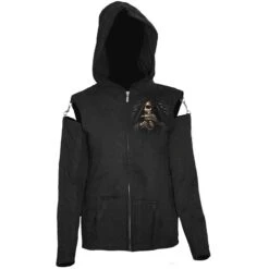 Spiral BONE FINGER - Mesh Sleeve Full Zip Hoody Black