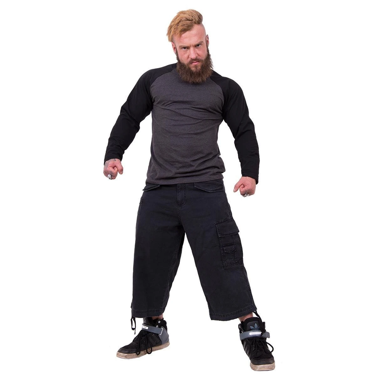 Spiral METAL STREETWEAR - Vintage Cargo Shorts 3/4 Long Black - Image 3