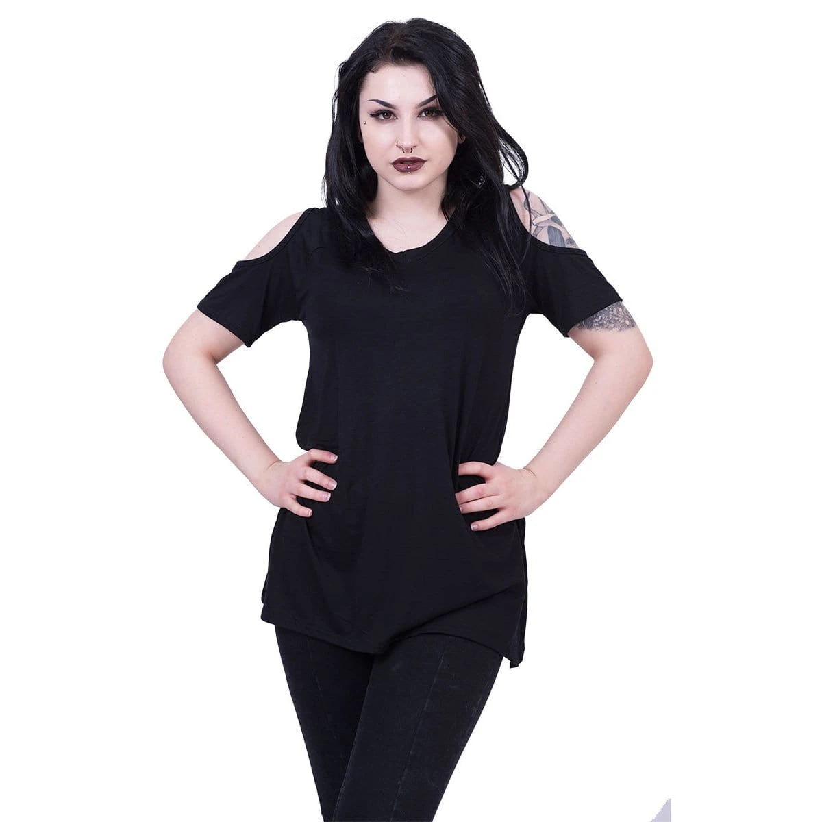 Spiral URBAN FASHION - Cold Shoulder Goth Bottom Top - Image 2