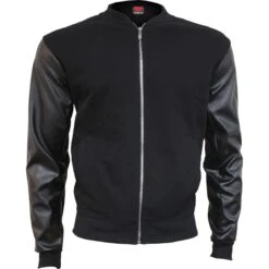 Spiral URBAN FASHION - Bomber Jacket With PU Leather Sleeves