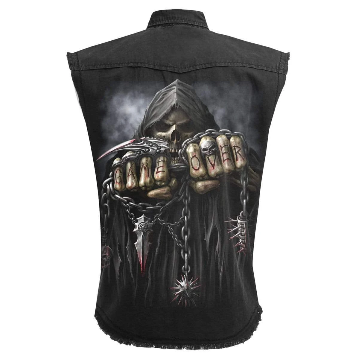 Spiral GAME OVER - Sleeveless Stone Washed Worker Black - Image 2