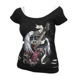 Spiral ROCK ANGEL - 2in1 White Ripped Top Black
