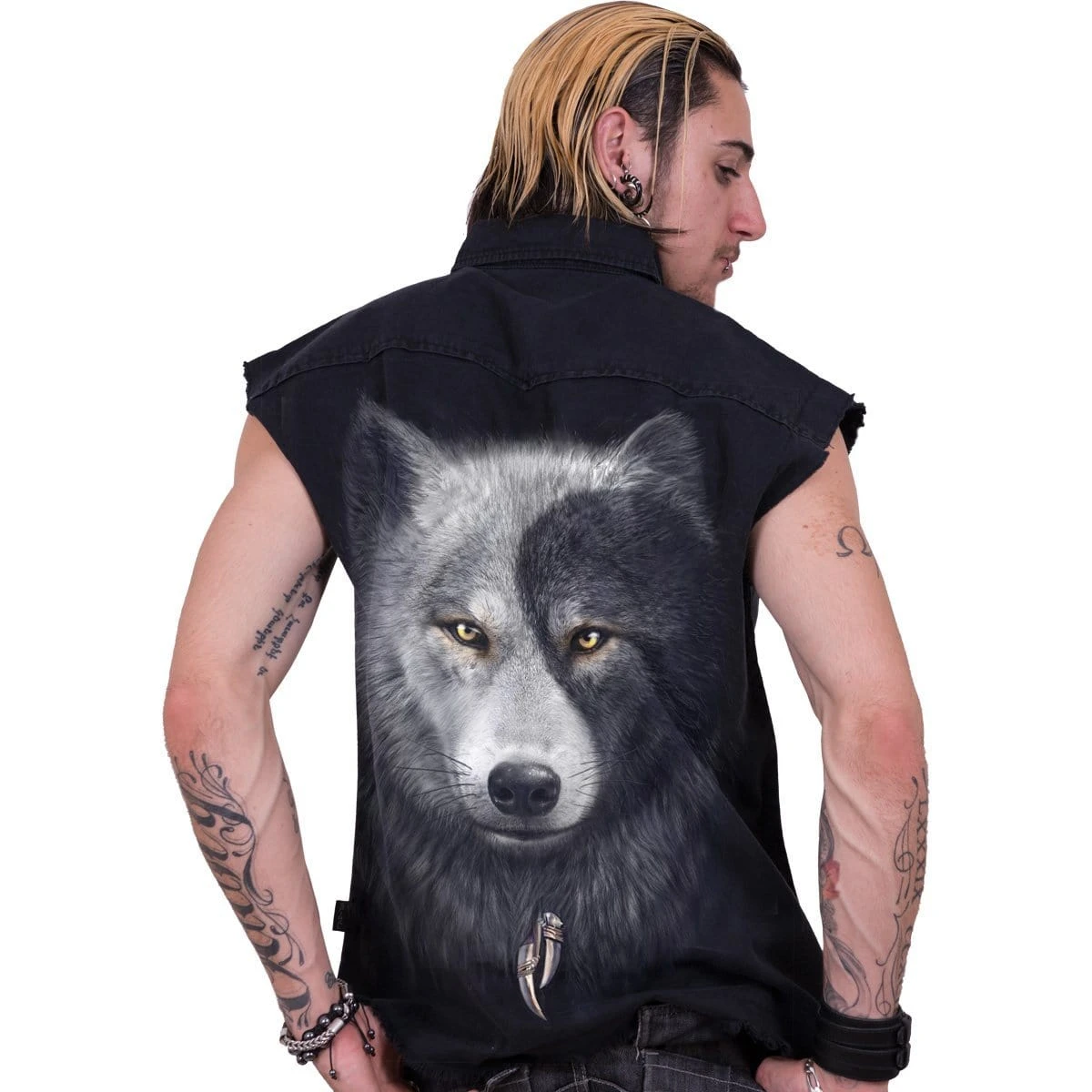 Spiral WOLF CHI - Sleeveless Stone Washed Worker Black - Image 3