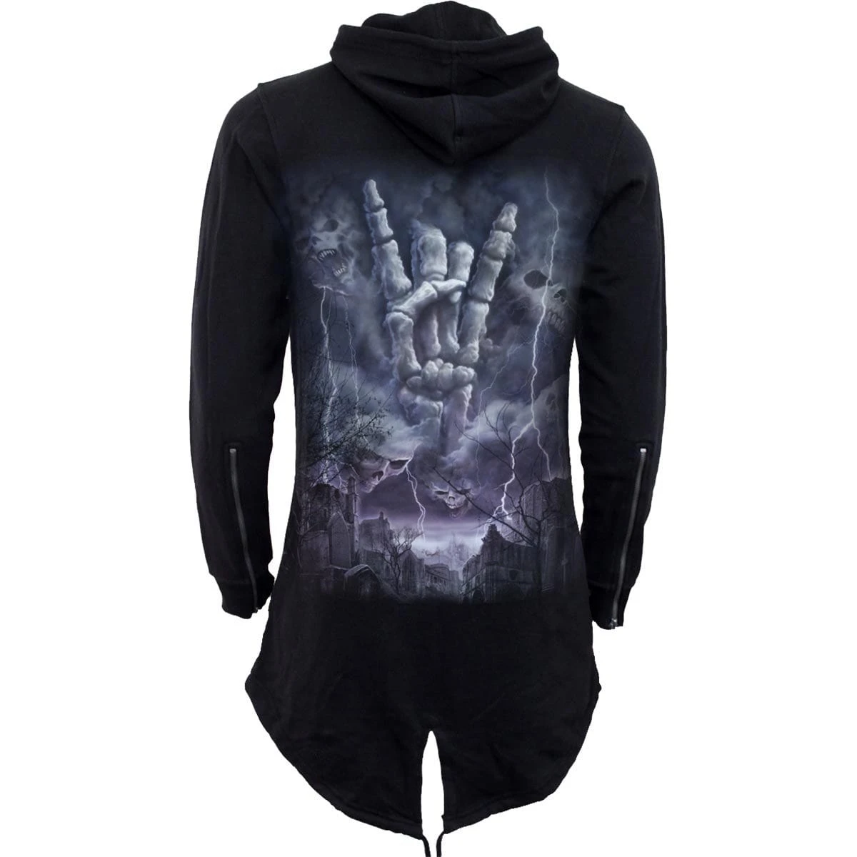 Spiral ROCK ETERNAL - Mens Fish Tail Zipper Hoody - Zip Sleeves - Image 2