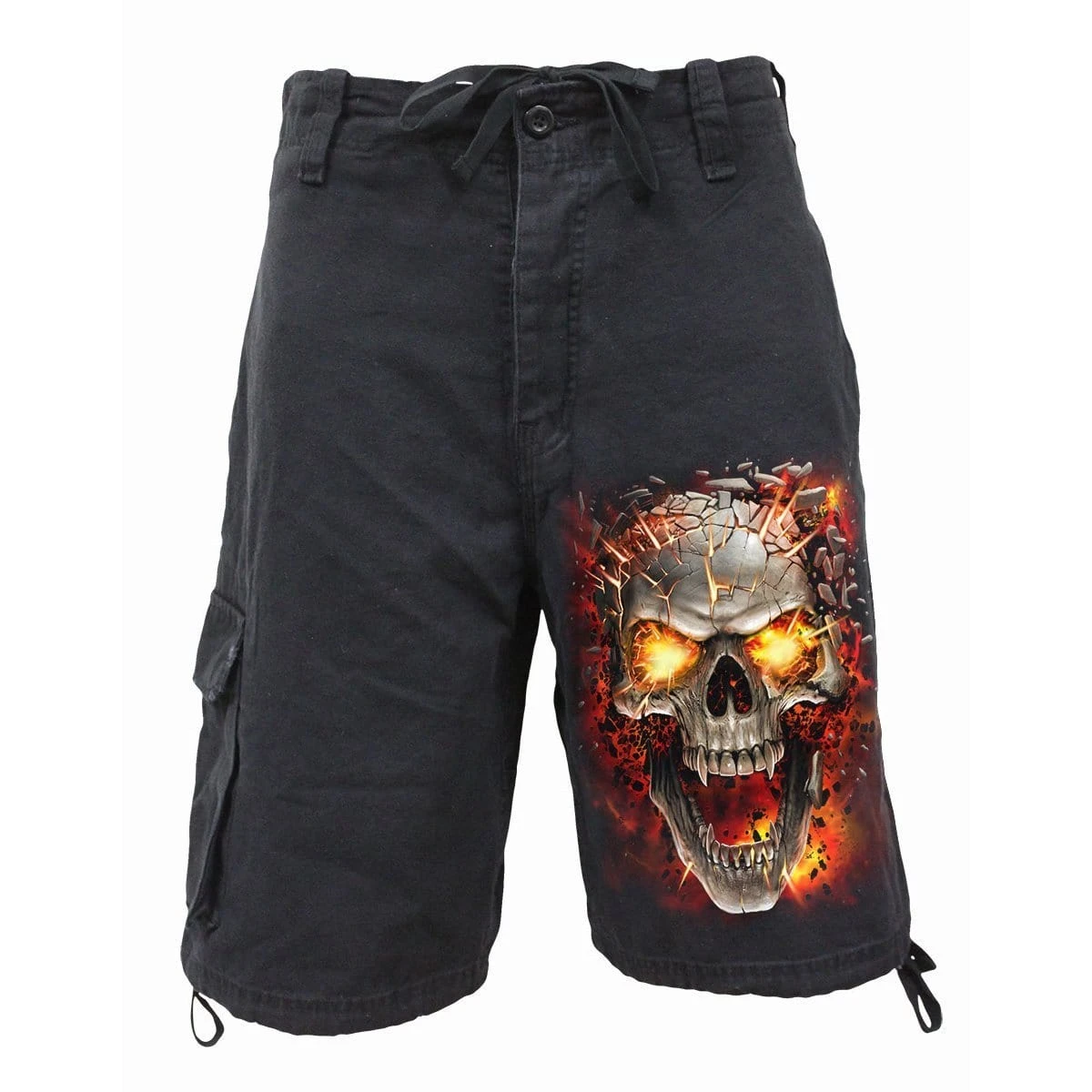Spiral SKULL BLAST - Vintage Cargo Shorts Black