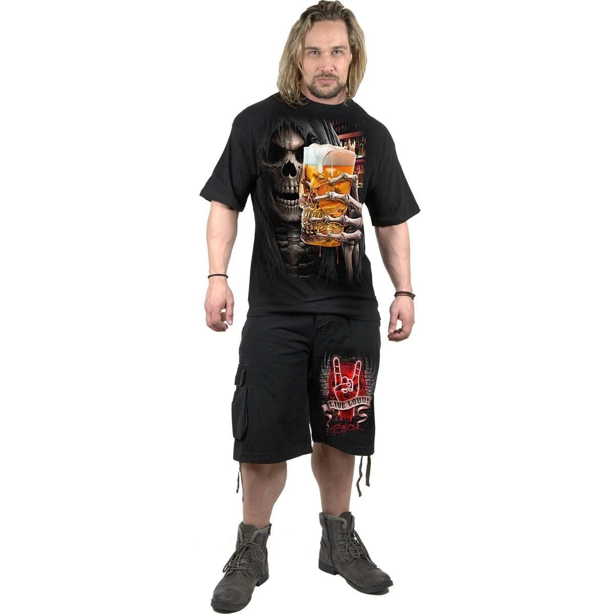 Spiral LIVE LOUD - Vintage Cargo Shorts Black - Image 3