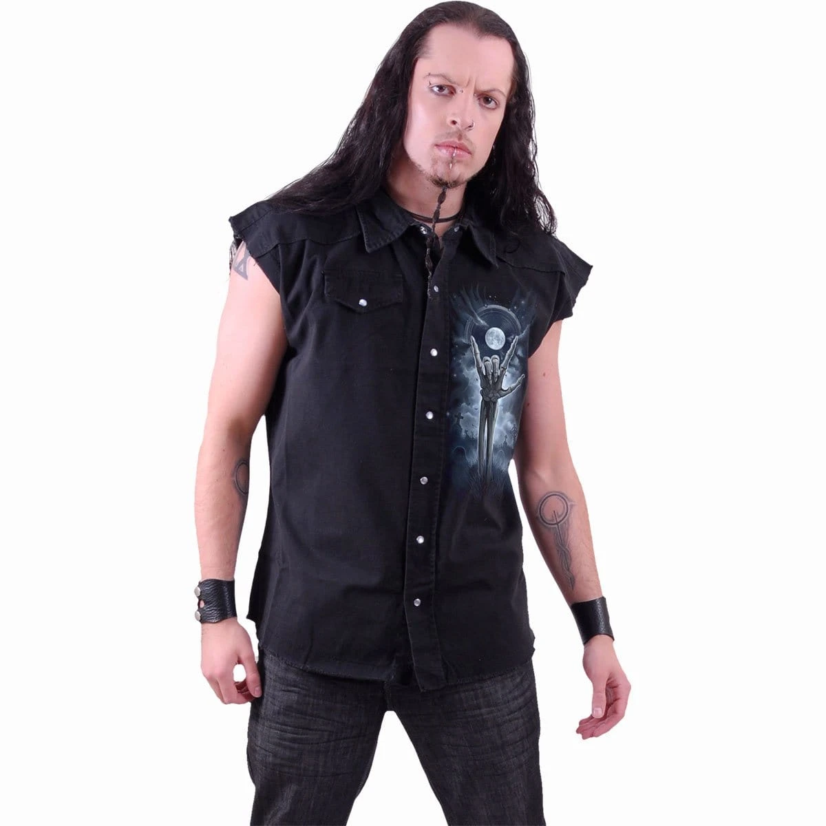 Spiral GRIM ROCKER - Sleeveless Stone Washed Worker Black - Image 3
