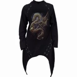 Spiral DRAGON COGS - Laceup Sherwood Hoody With Teardrop Hem