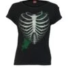 Spiral HEART RIBS - GLOW IN THE DARK - Boatneck Cap Sleeve Top Black