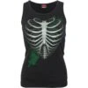 Spiral HEART RIBS - GLOW IN THE DARK - Razor Back Top Black