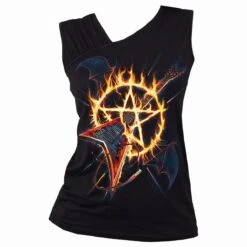 Spiral HOT METAL - Gathered Shoulder Slant Vest Black