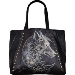 Spiral CELTIC WOLF - Tote Bag - Top Quality PU Leather Studded