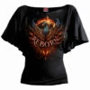Spiral ASHES REBORN - Boat Neck Bat Sleeve Top Black