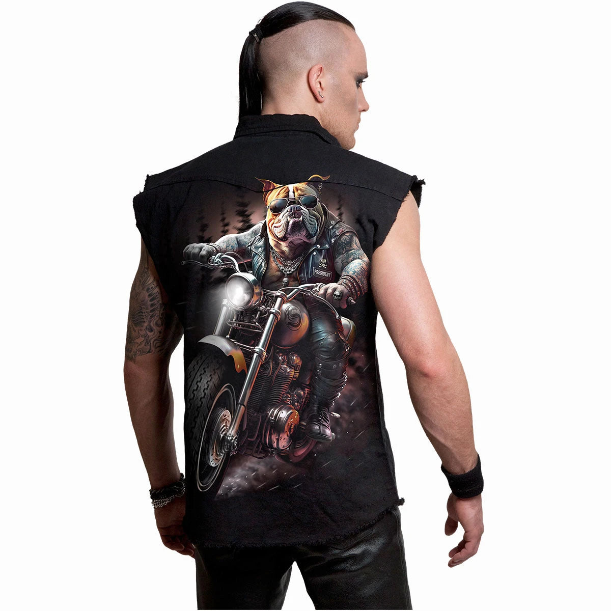 Spiral TOP DOG - Sleeveless Stone Washed Worker Black - Image 3