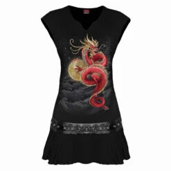 Spiral SHENLONG - Stud Waist Mini Dress Black